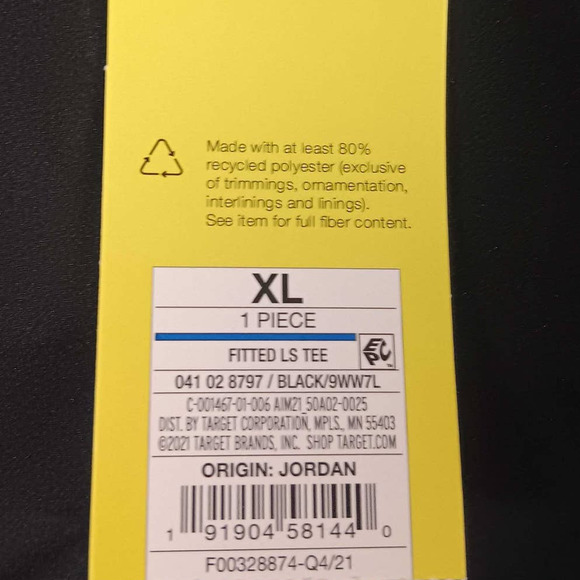 Men's X-LRG Fitted Long Sleeve T-Shirt, Black - All in Motion - Picture 3 of 5